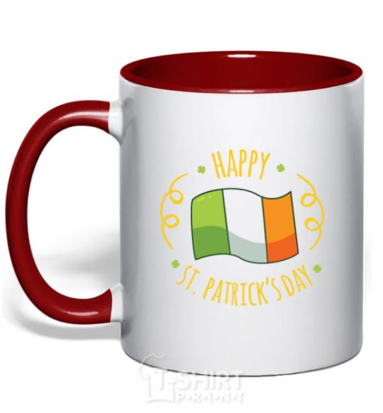 Mug with a colored handle Happy St Patrick's day red фото