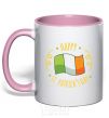 Mug with a colored handle Happy St Patrick's day light-pink фото