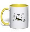 Mug with a colored handle Hat yellow фото