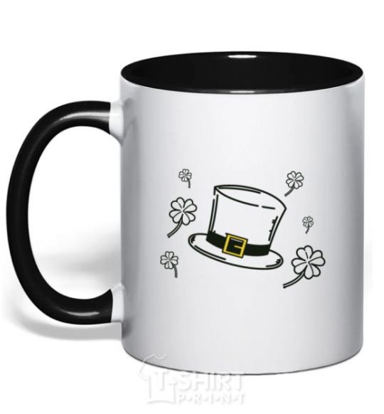 Mug with a colored handle Hat black фото