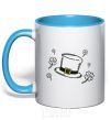 Mug with a colored handle Hat sky-blue фото