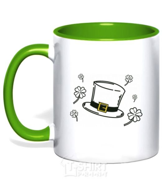 Mug with a colored handle Hat kelly-green фото