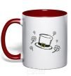 Mug with a colored handle Hat red фото