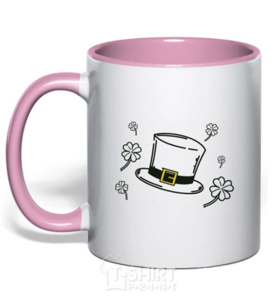 Mug with a colored handle Hat light-pink фото