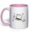 Mug with a colored handle Hat light-pink фото