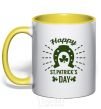 Mug with a colored handle Happy St. Patrick's Day yellow фото