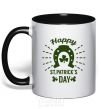 Mug with a colored handle Happy St. Patrick's Day black фото