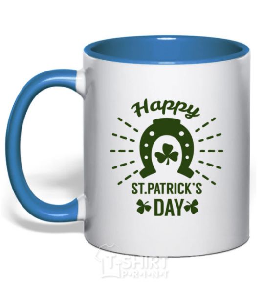 Mug with a colored handle Happy St. Patrick's Day royal-blue фото