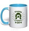 Mug with a colored handle Happy St. Patrick's Day sky-blue фото