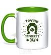 Mug with a colored handle Happy St. Patrick's Day kelly-green фото