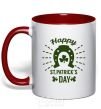 Mug with a colored handle Happy St. Patrick's Day red фото