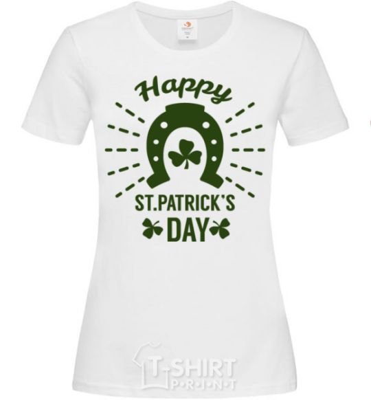 Women's T-shirt Happy St. Patrick's Day White фото