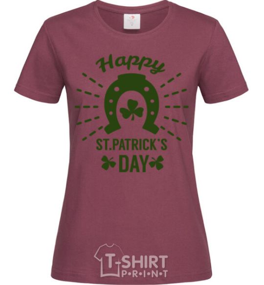 Women's T-shirt Happy St. Patrick's Day burgundy фото