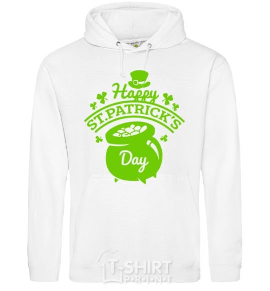 Men`s hoodie Happy St. Patricks Day White фото