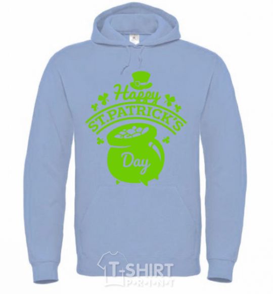 Men`s hoodie Happy St. Patricks Day sky-blue фото