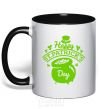 Mug with a colored handle Happy St. Patricks Day black фото