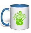 Mug with a colored handle Happy St. Patricks Day royal-blue фото