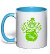 Mug with a colored handle Happy St. Patricks Day sky-blue фото