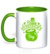 Mug with a colored handle Happy St. Patricks Day kelly-green фото