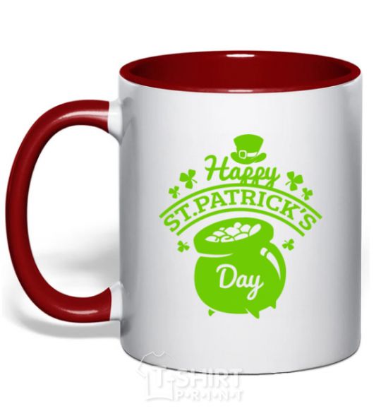 Mug with a colored handle Happy St. Patricks Day red фото