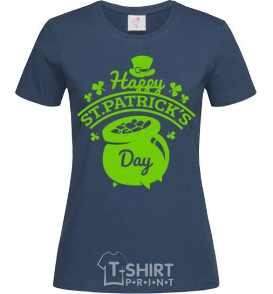 Women's T-shirt Happy St. Patricks Day navy-blue фото