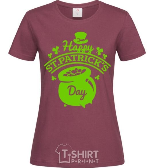 Women's T-shirt Happy St. Patricks Day burgundy фото