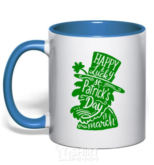 Mug with a colored handle Leprechaun royal-blue фото