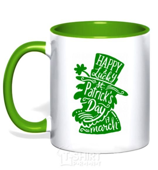 Mug with a colored handle Leprechaun kelly-green фото