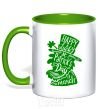 Mug with a colored handle Leprechaun kelly-green фото