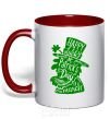 Mug with a colored handle Leprechaun red фото