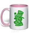 Mug with a colored handle Leprechaun light-pink фото