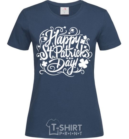 Women's T-shirt St. Patrick's pattern navy-blue фото