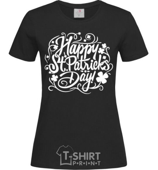 Women's T-shirt St. Patrick's pattern black фото