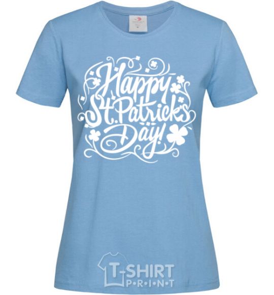 Women's T-shirt St. Patrick's pattern sky-blue фото