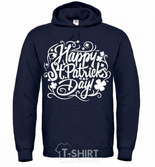 Men`s hoodie St. Patrick's pattern navy-blue фото