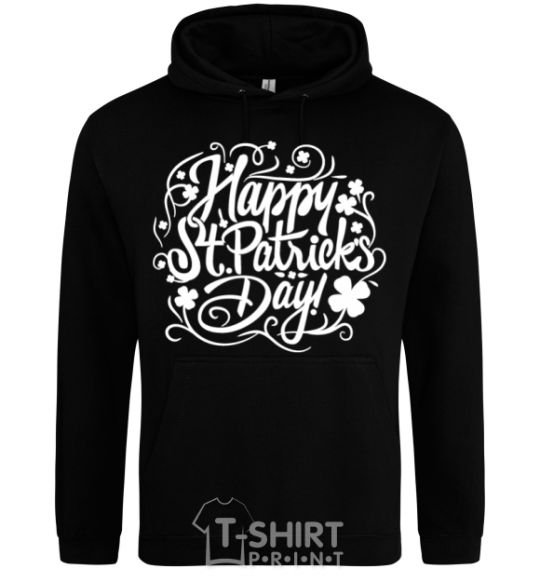 Men`s hoodie St. Patrick's pattern black фото