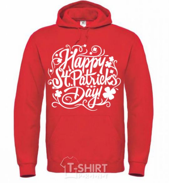 Men`s hoodie St. Patrick's pattern bright-red фото