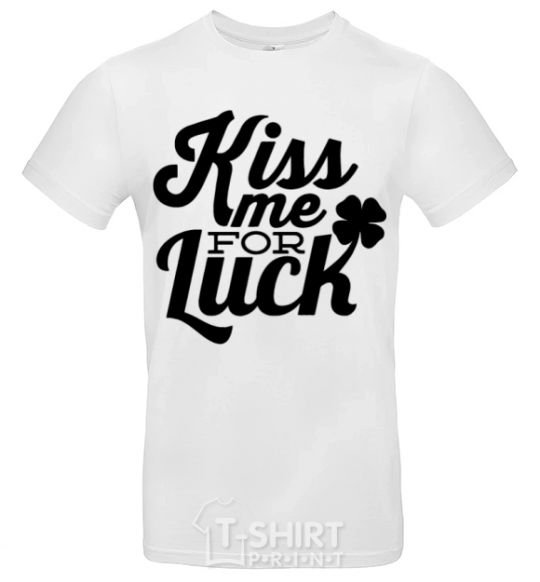 Men's T-Shirt Kiss me for luck White фото