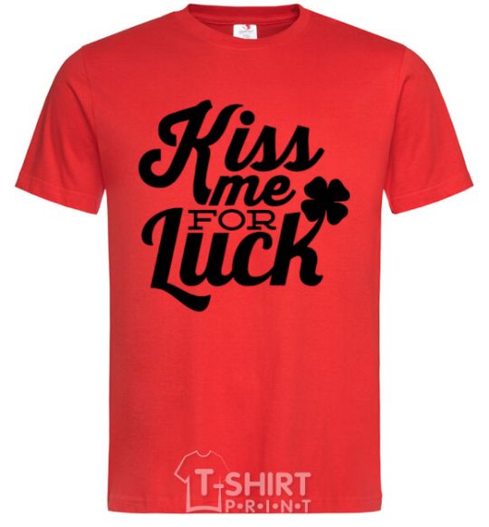 Men's T-Shirt Kiss me for luck red фото