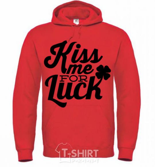 Men`s hoodie Kiss me for luck bright-red фото