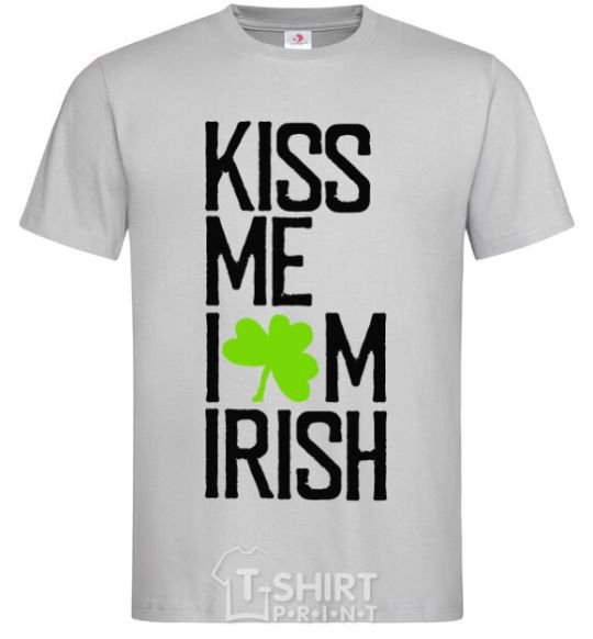 Мужская футболка Kiss me i am irish Серый фото