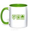 Mug with a colored handle Eat drink be irish kelly-green фото