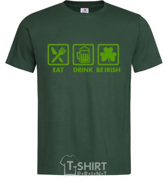 Мужская футболка Eat drink be irish Темно-зеленый фото