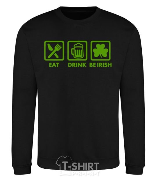 Свитшот Eat drink be irish Черный фото