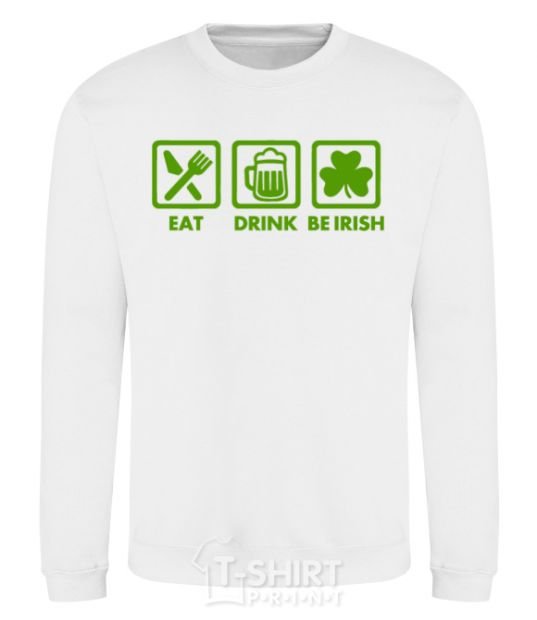 Свитшот Eat drink be irish Белый фото
