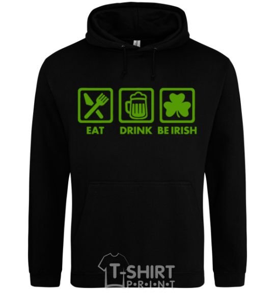 Мужская толстовка (худи) Eat drink be irish Черный фото