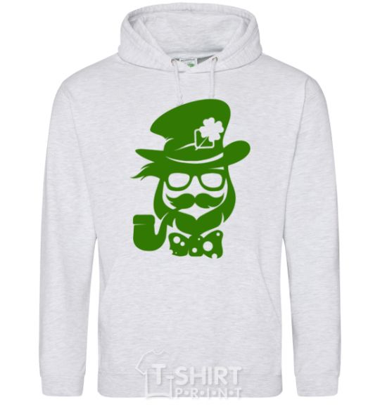 Мужская толстовка (худи) Hipster leprechaun Серый меланж фото