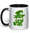 Mug with a colored handle Hipster leprechaun black фото