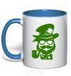 Mug with a colored handle Hipster leprechaun royal-blue фото