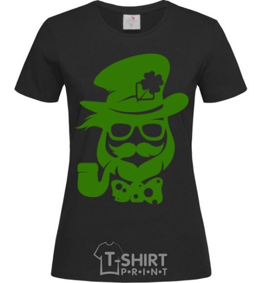 Women's T-shirt Hipster leprechaun black фото